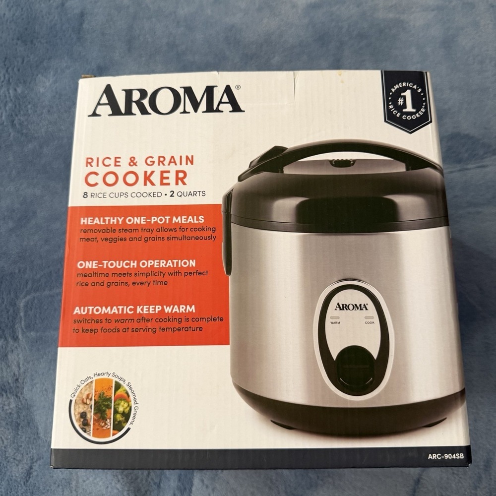 AROMA Digital Rice Cooker Food Steamer Stainless Steel 8 Cup Cooked Brown 15h HQ